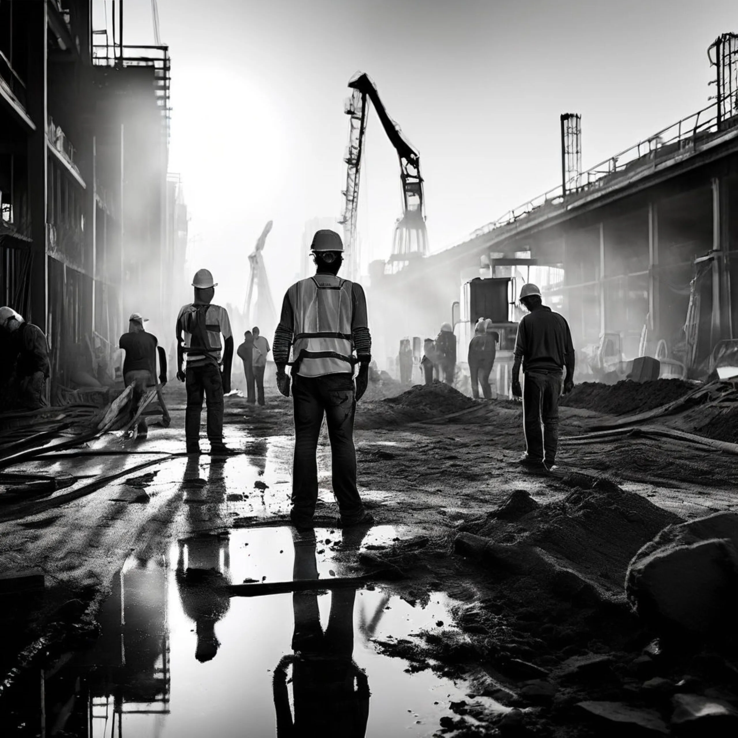Factory workers raised arm for success a job and celebrating joyful news