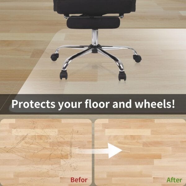 Durable PVC Office Chair Mat for Hardwood & Tile Floors - Clear, Scuff-Resistant Desk Protector with Waterproof Feature