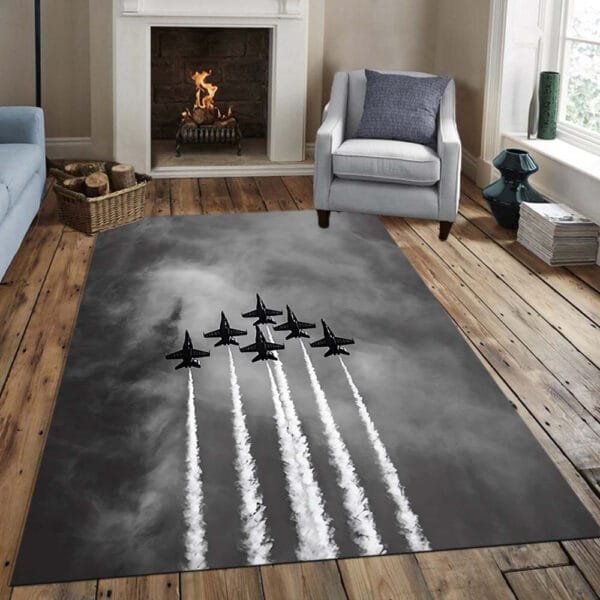 Polyester Area Rug with Jet Aircraft Print - Large 1pc, Durable 800g/m² Crystal Velvet, Ideal for Living Room and Bedroom Decor, Warm Stylish Floor Carpet Chair Mat