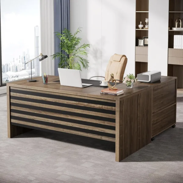 62.2" Executive Desk with Mobile File Cabinet