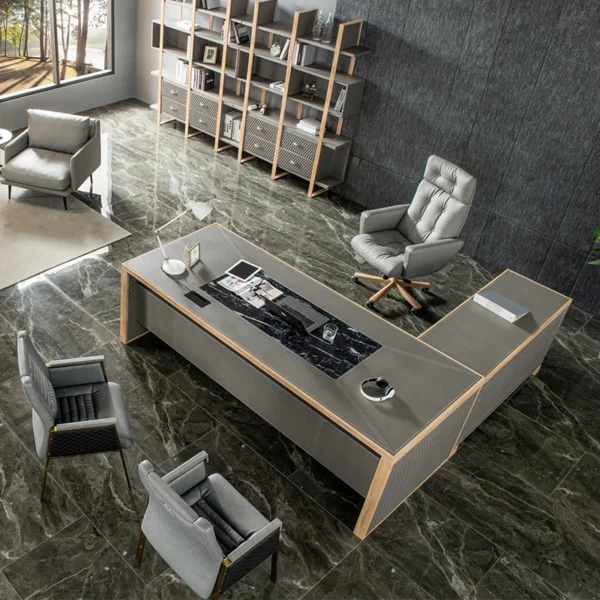 Leather desk simple boss single table and chair combination commercial president manager table office furniture executive desk - AliExpress 1503