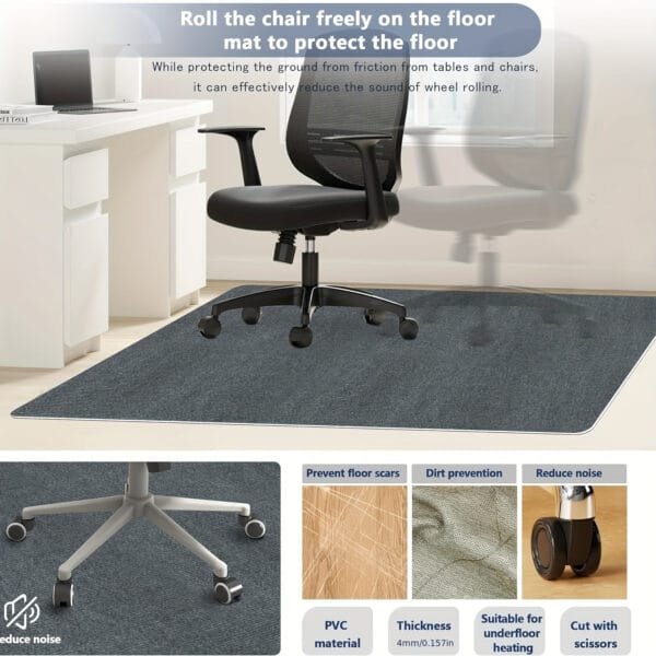 1pc Washable Office Chair Mat - Non-Slip, Durable Polyester Desk Pad for Gaming and Computer Chairs - Protects Hardwood Floors