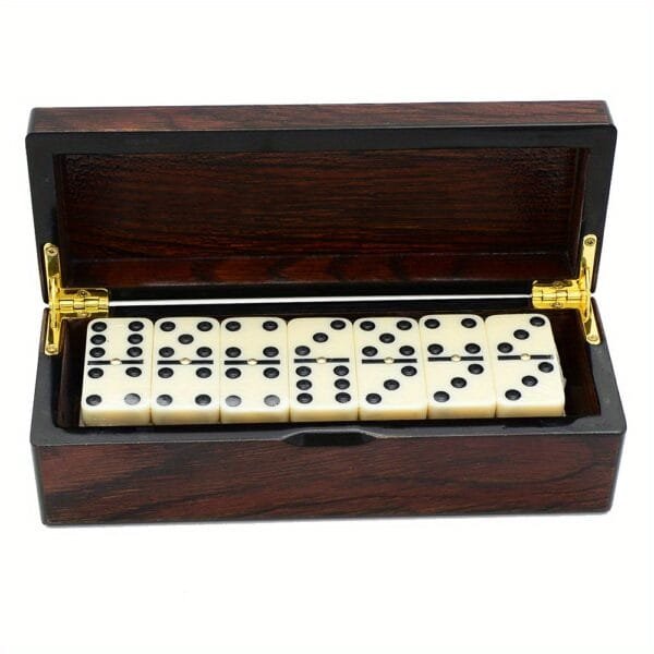 28pcs Wooden Box Double Six Dominoes, Entertainment Travel Portable Carrying Table Game Set, Entertainment Toy Halloween Christmas Gift