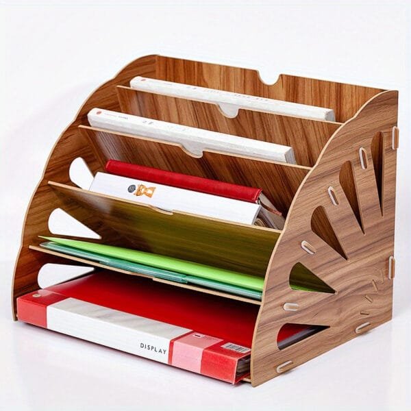 Hollow Fan-shaped Wood Desktop Office Supplies