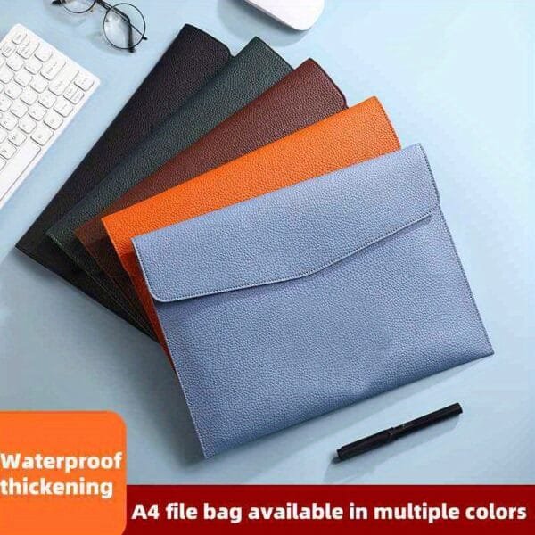 5pcs Pu File Bag A4 Information Bag Magnetic