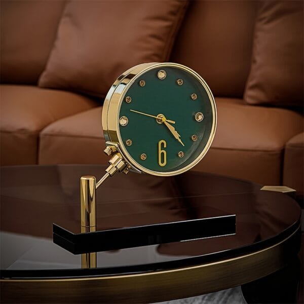 Elegant Silent Metal Desk Clock - Modern Minimalist Design, Battery-Powered, Perfect for Office, Living Room & Bedroom Decor