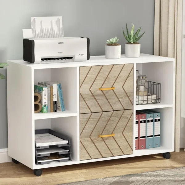2 Drawer File Cabinet, Large Mobile Lateral Filing Cabinet for Letter Size Printer Stand with Storage Shelves and Rolling Wheels - AliExpress 1503