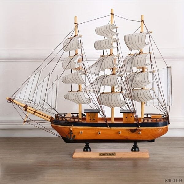 1pc Handcrafted Wooden Ship Model, Nautical Collectible Figurine, Sailboat Display for Home, Living Room, Study, Office Decor, No Power Required