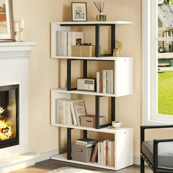 5-Tier Bookshelf, S-Shaped Z-Shelf Bookshelves and Bookcase, Modern Freestanding Multifunctional Decorative Storage Shelving - AliExpress 1503
