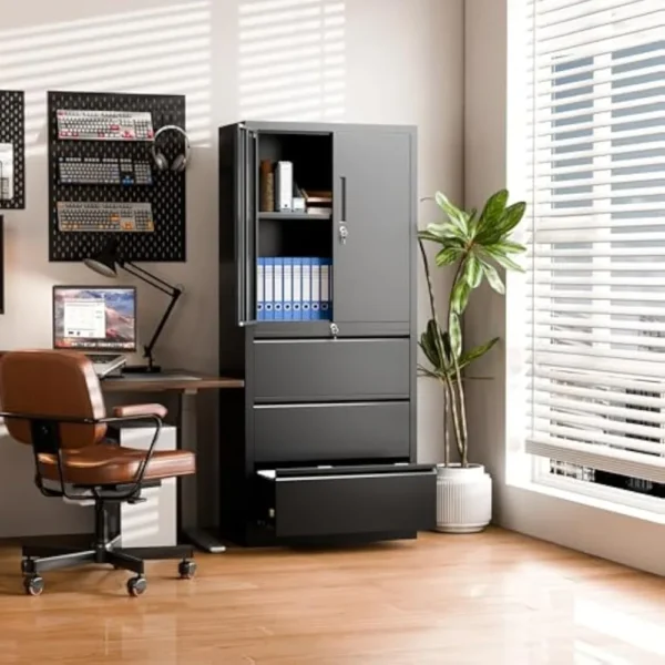 70.1" H Metal File Cabinets,File Cabinet with Lock and Adjust Shelves,3 Drawers Office Storage Cabinet with Lock for - AliExpress 1503