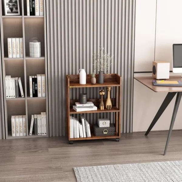 Bookcase Living Room Storage Shelf Wood Small Bookshelf and Bookcase 3 Tier Nightstand With Wheels Office Cart Home Library Book - AliExpress 1503