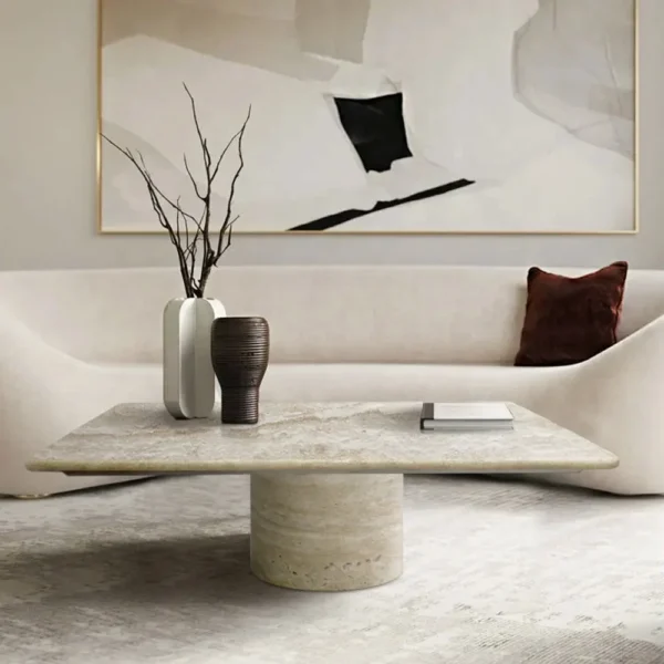 Extra 5% off modern natural stone marble living room square hotel lobby travertine coffee table for sale - AliExpress 1503