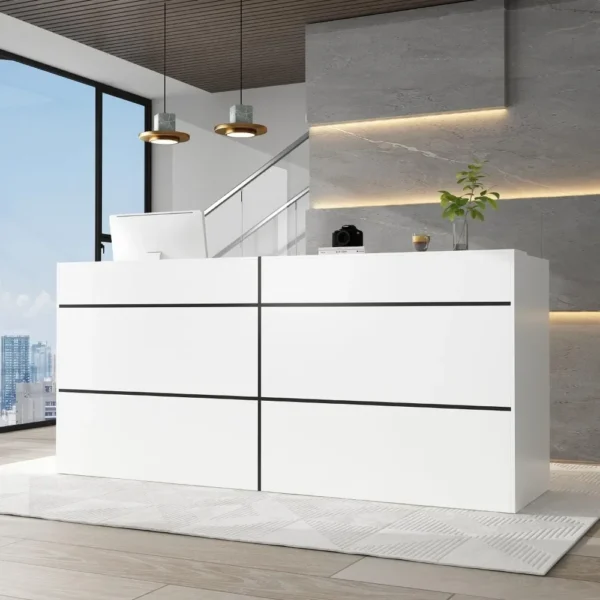 Extra Long Reception Desk with Drawers, Modern Pattern, Office Desk Reception Counter Table 2 Person - AliExpress 1503
