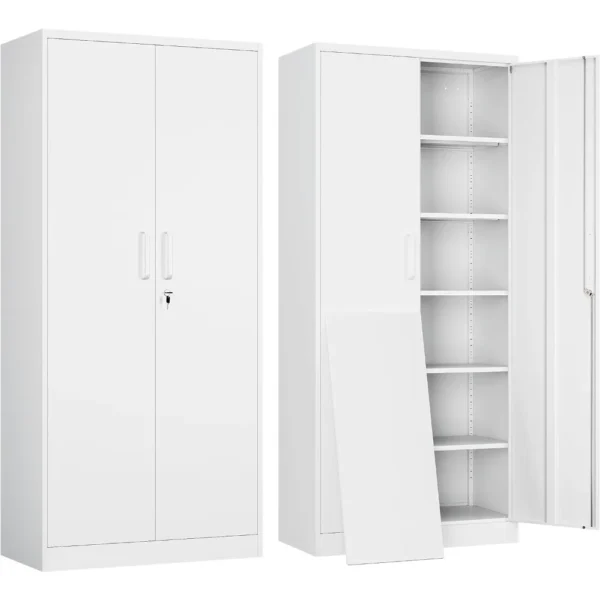 Filing Cabinet Metal Garage Storage with 2 Doors and 5 Adjustable Shelves, 71", Up To 180lbs, Easy To Assemble, Office Cabine - AliExpress 1503