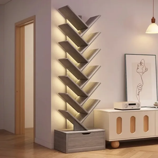 Shelf Book Library Modern Rotating Bookcase Organizer