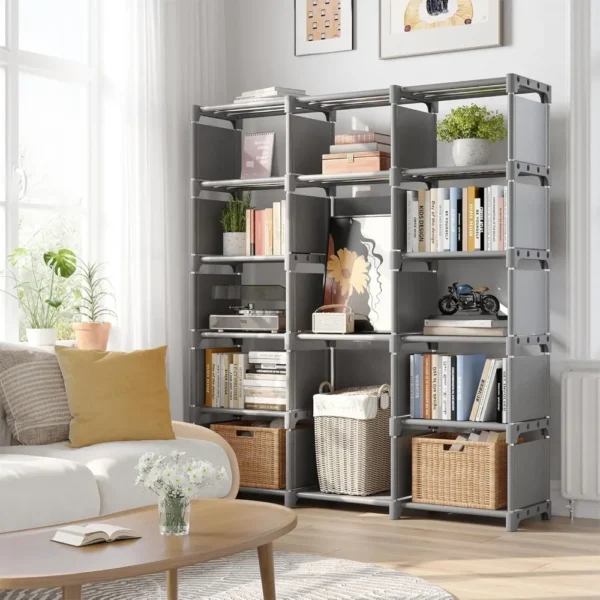 Grey Book Shelves for Bedroom Office Living Room Closet Bookcase Storage Shelf 13 Bookshelves Tall Bookshelf DIY Book Case Home - AliExpress 1503