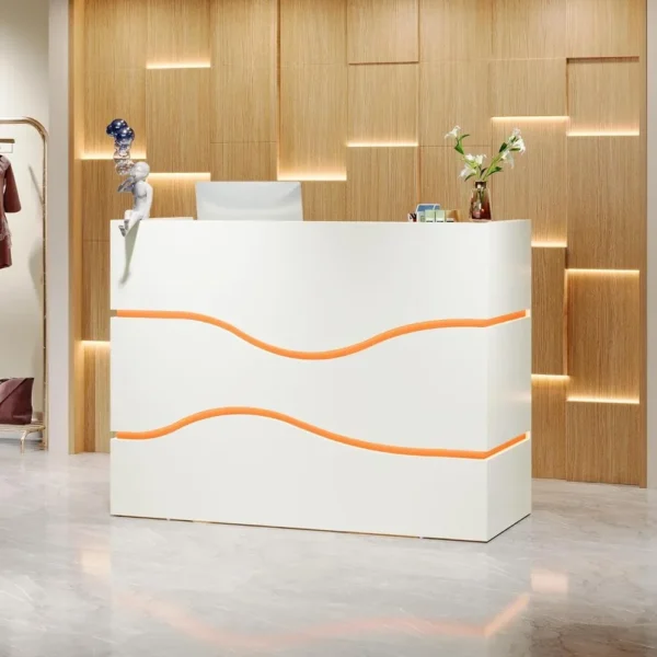Modern Reception Desk LED Lights, 55.12-Inch Modern Front Desk Reception Counter, Checkout Counter for Reception Room, Lobby - AliExpress 1503