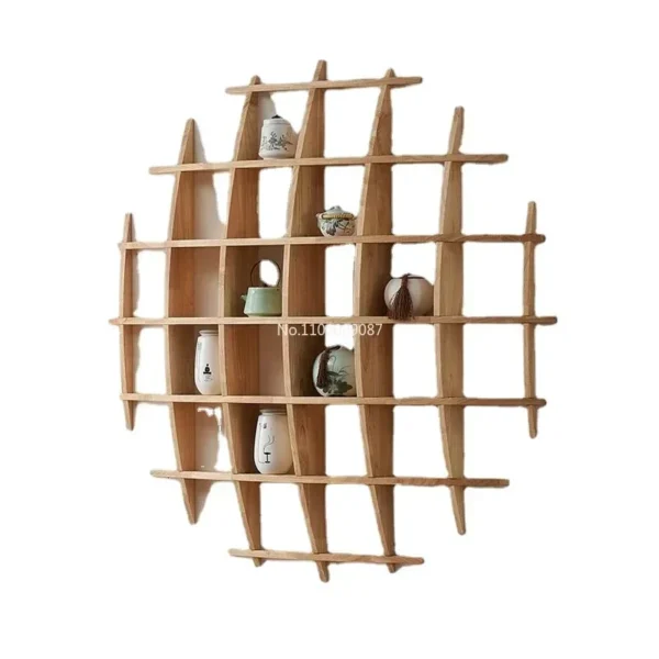 Modern minimalist wall-mounted solid wood Chinese-style wall-mounted living room decoration background teacup tea set rack shelf - AliExpress 13