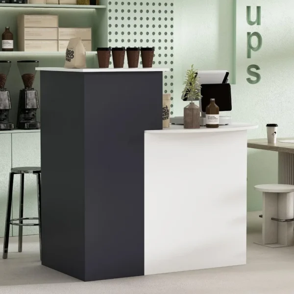 Modern reception desk, 47.7 "W L-shaped reinforced wood, black L-shaped MDF matte drawer, office furniture, reception desk - AliExpress 1503