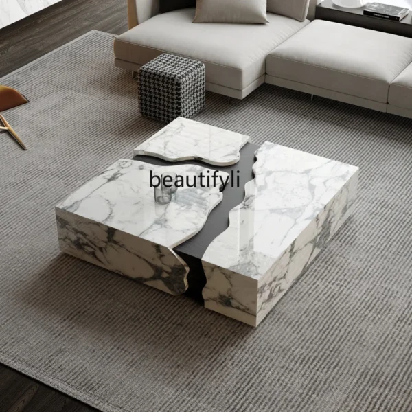 Natural Marble Coffee Table Luxury Square Large Apartment Italian Minimalist Luxury Stone - AliExpress 1503