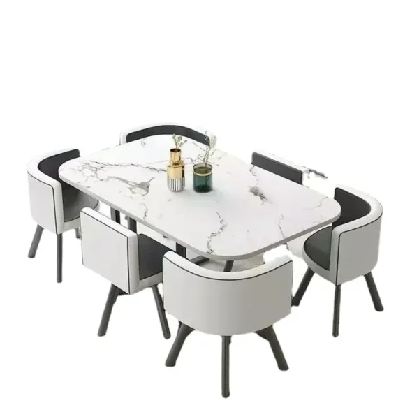 New 2024 Modern Rectangular Negotiation Table and Chair Combination Scandinavian Conference Table Living Room Set with 6 Chairs - AliExpress 1503