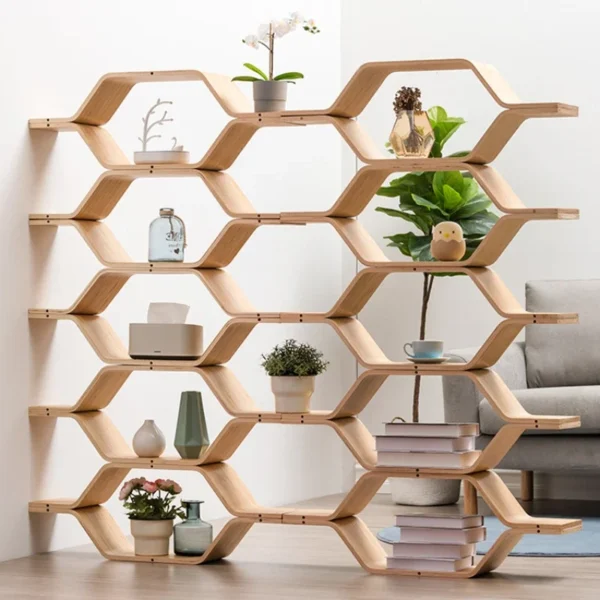 Plaid Bookshelf and Storage Shelf Modern Floor Solid Wood Display Storage Rack Honeycomb Storage Rack Space Saving - AliExpress 15
