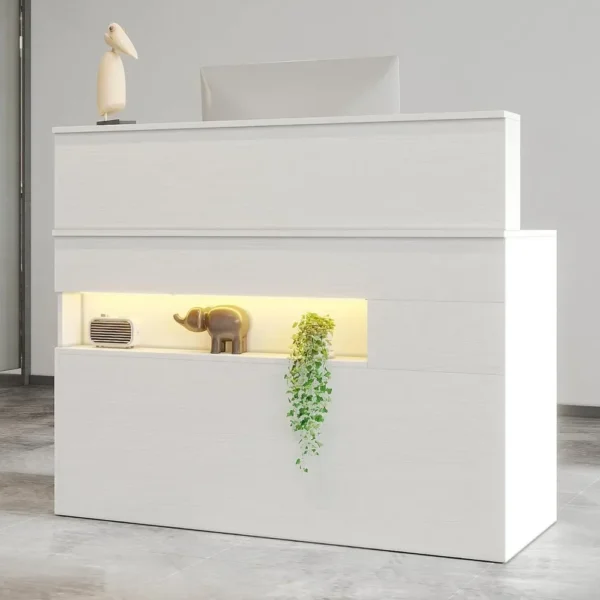 Reception Desk with LED Lights and Power Outlets, Retail Counter Reception Counter Table with Drawers, for Salon Lobby Checkout - AliExpress 1503