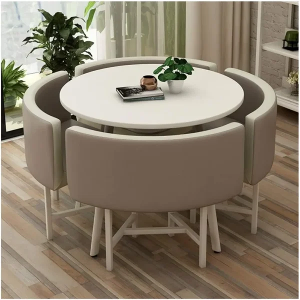 Simple Table and Chair Set Modern Design Round Table Balcony Living Room Dining Table Office Meeting Room Lounge4Leather Chairs - AliExpress 1503