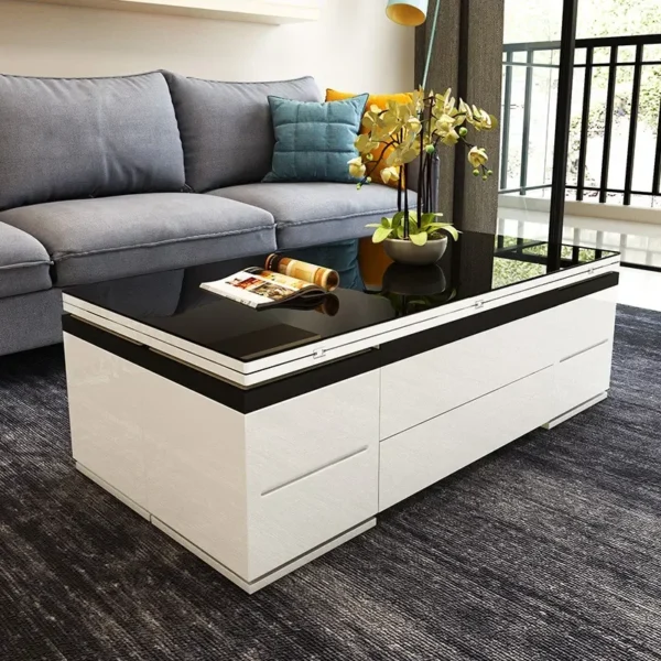 Small House Folding Coffee Table Desk Piano Lacquer Dining Table Telescopic Modern Multifunctional Use Storage Bench New - AliExpress 1503