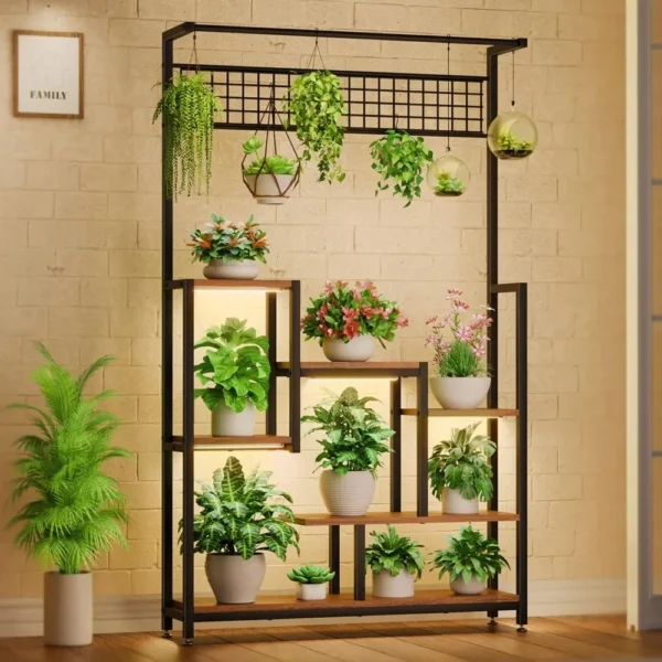 Tall Plant Stand Indoor with Grow Lights, 6 Tiered Metal Plant Stand for Indoor Plants Multiple, Large Plant Shelf Display Rack - AliExpress 1503