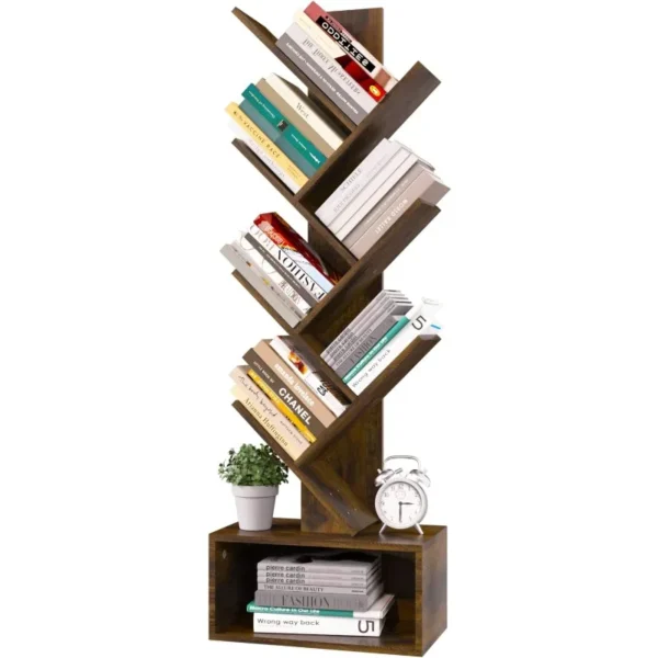 Tree Bookshelf - 6 Shelf Retro Floor Standing Bookcase, Tall Wood Book Storage Rack - AliExpress 1503