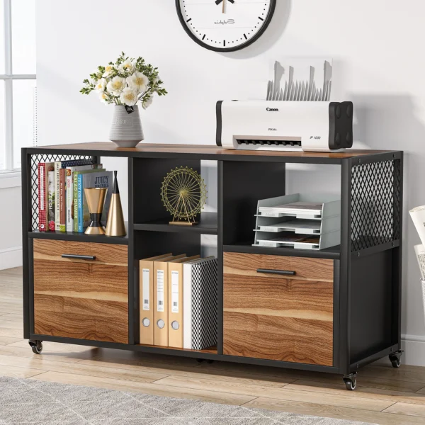 Tribesigns 2 Drawer Wood File Cabinets, Mobile Lateral Filing Cabinet for Letter A4 Size, Printer Stand with Shelves and Drawer - AliExpress 1503