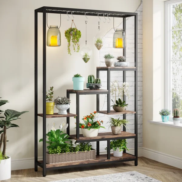 Tribesigns 5-Tier Tall Indoor Plant Stand, 70.9 inches Large Metal Plant Shelf with 6PC S Hanging Hooks - AliExpress 1503