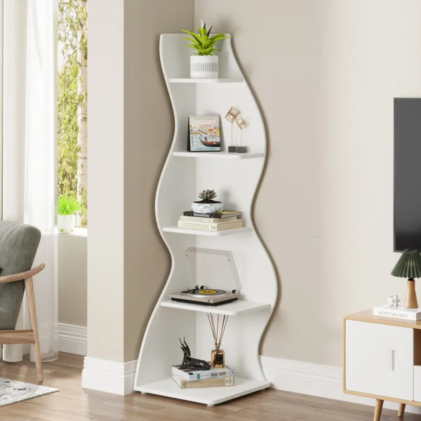 Tribesigns Corner Shelf, Modern 5-Tier Wall Corner Bookshelf, Stylish Corner Small Bookcase Storage Rack Plant Stand - AliExpress 1503