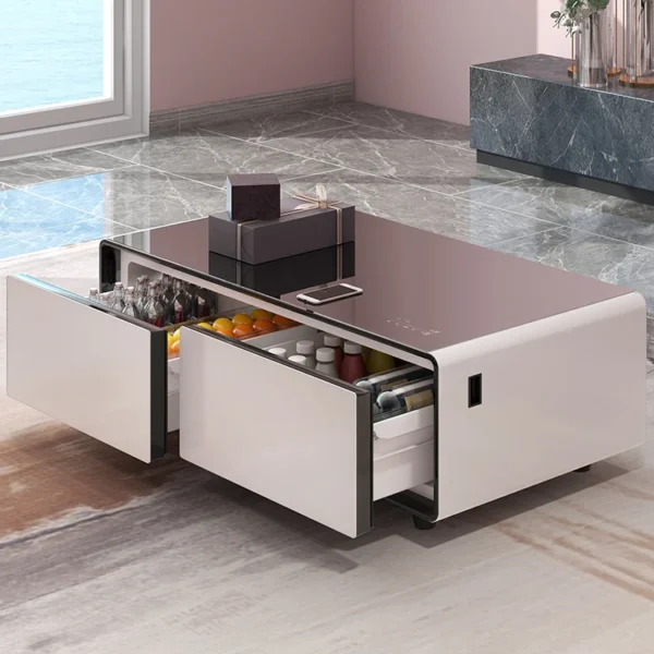 White multi-functional smart touch refrigerator tea table one-piece dual-purpose living room 2024 new home light luxury modern - AliExpress 1503