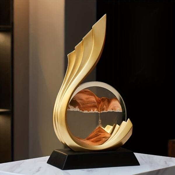 1PC Luxury Abstract Sand Art Sculpture - Resin Flowing Sand Painting Statue, Versatile Decor for Indoor & Outdoor, Unique Tabletop Ornament for Home, Office, Entryway - Elegant Gift Without Electricity Needed