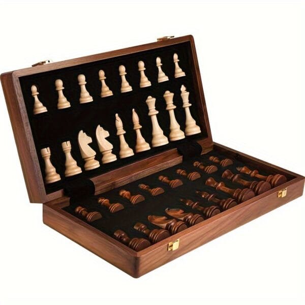 15.3 Inch/ 39cm Large Premium Wooden Chess Board- Chess Set For Adults - Includes 2 Extra Queen Pieces Solid Wood - Ideal For Competitive Chess Play Halloween/Thanksgiving Day/Christmas Gift